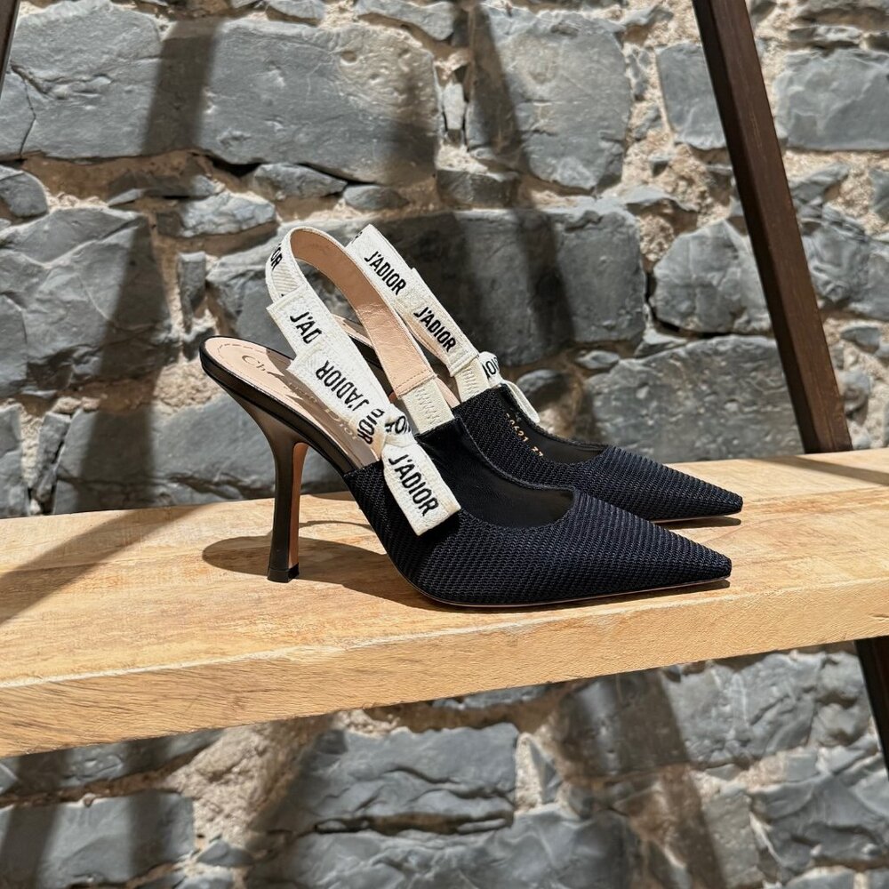 Dior Black Technical Fabric J'adior Slingback Pumps